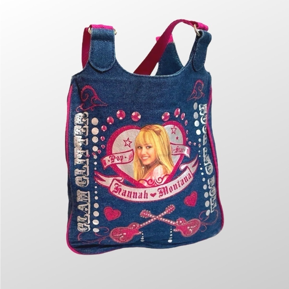 Vintage Hannah Montana Denim Purse y2k miley cyrus pink Jean bag